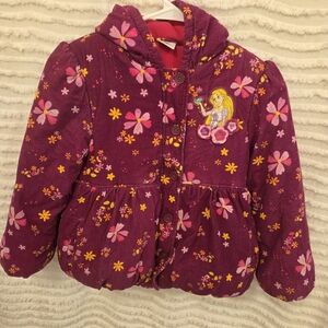 Vintage Disney Store Tangled Repunzel  Coat‎ Fleece Lined Corduroy Girls 7/8